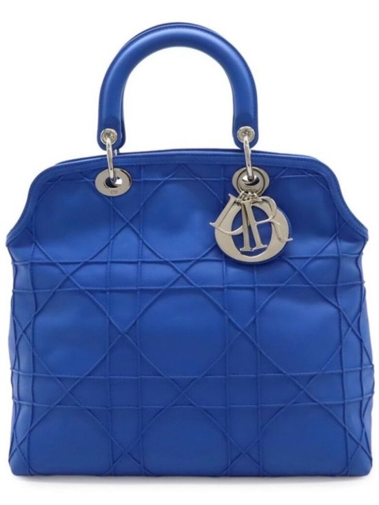 Dior Handbags - Dior Granville Cannage Tote Leather Blue Silver LIKE NEW AUTHENTIC